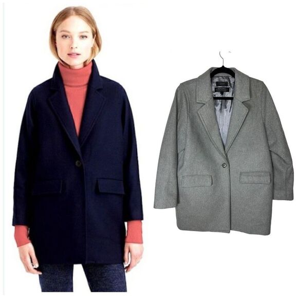 J. Crew Woman Grey Wool Melton Boyfriend Coat A8907 Sz 8 - Picture 1 of 12